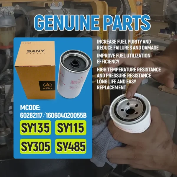 SANY Genuine 60282117 Diesel Fuel Filter Element for SR205/235/265/285/360/405 Excavators – CE & ISO Certified - Image 6