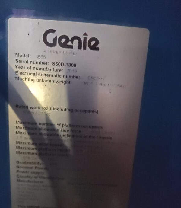 Used genie S65 2019 - Image 2